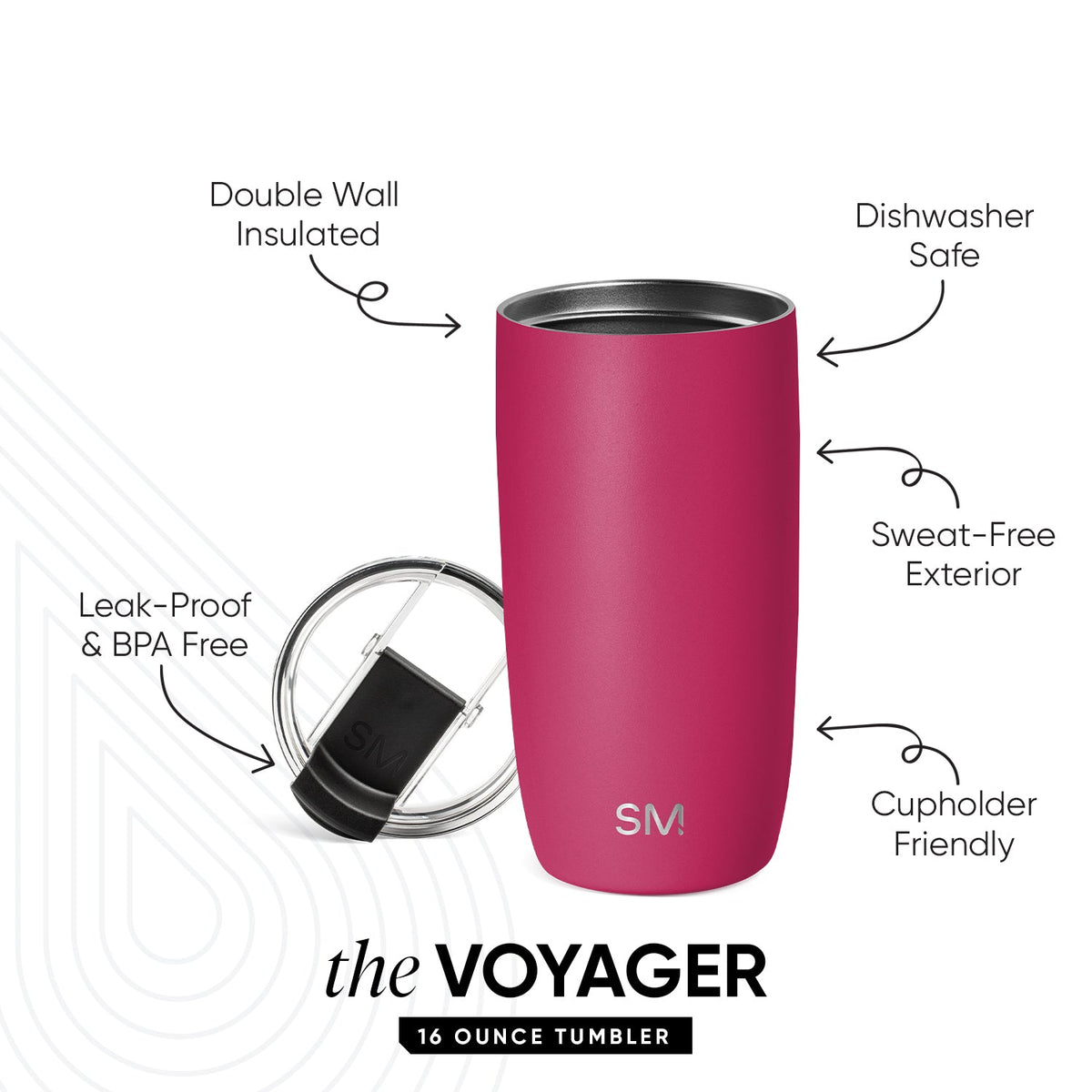 Voyager Tumbler with Clear Flip Lid & Straw